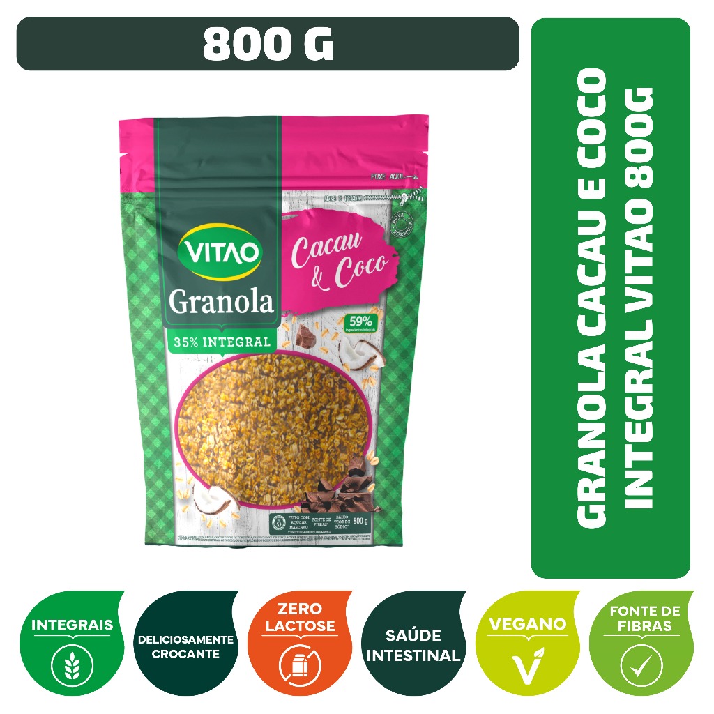 Granola Cacau e Coco Integral Vitao 800 g