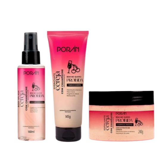 Poran Cereja com Champanhe (Body Splash/ Hidratante, Esfoliante) em Oferta na Shopee