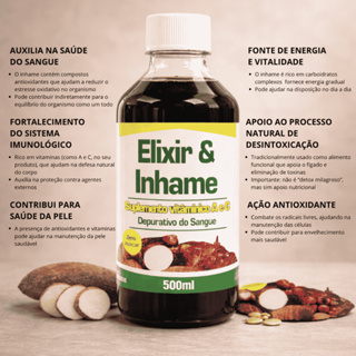 Elixir de Inhame 500ml | Detox do Sangue | Vitamina A + C | Pele, Imunidade & Limpeza Interna em Oferta na Shopee