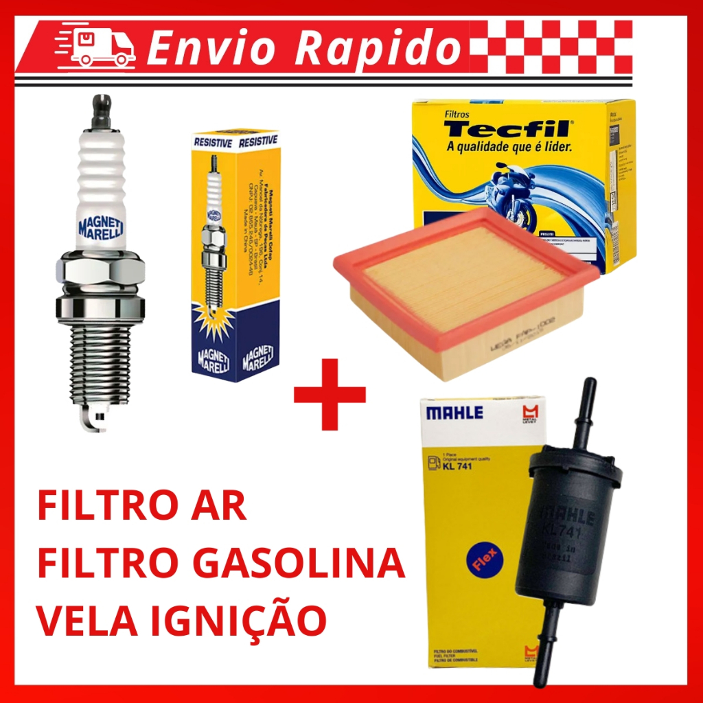 Kit Revisao Filtro Ar + Filtro Combustivel + Vela Moto Honda Titan 150 Fan 150 2009 á 2013 Mix