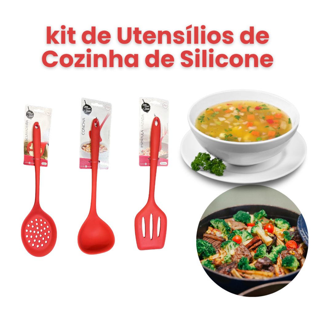 Kit Utensílios Cozinha Silicone Completo Resistente Antiaderente Alta Qualidade Profissional