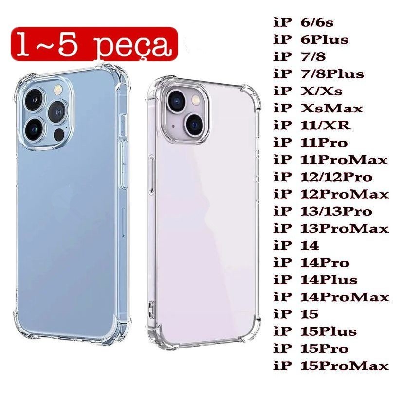 Capa transparente capinha TPU Anti Shock Impacto Para iPhone tudos modelo 7 8 plus xr 11 12 13 14 promax 15 promax