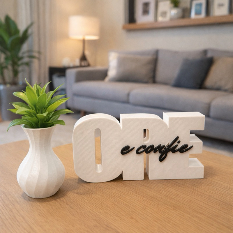 Decoração Que Impressiona ORE e Confie + Vaso Casa Sala Quarto Estilo Minimalista Elegante Premium