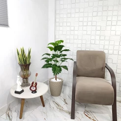 Arranjo Artificial Bananinha Pedra Vaso Cone Mármore Decoração