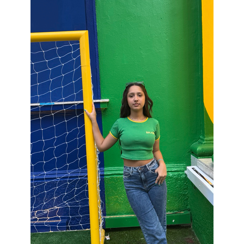 Cropped Brasil Feminino Verde e Amarelo | Baby Tee Y2K Justa Estilo Copa Trend