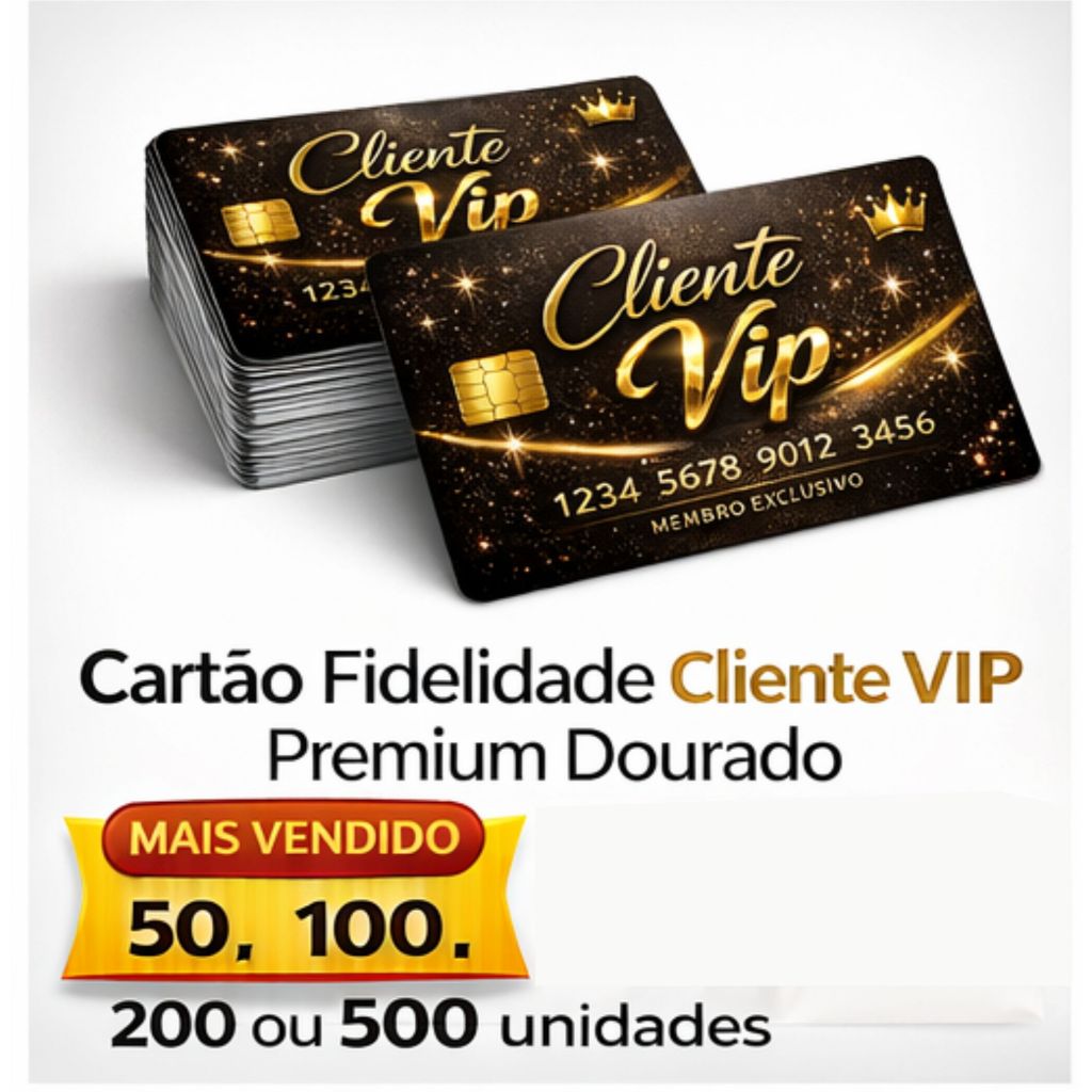 Cartão Fidelidade VIP Dourado Premium Ideal Para Lojas, Salões e Serviços Destaque Seu Negócio e Fidelize Mais Clientes