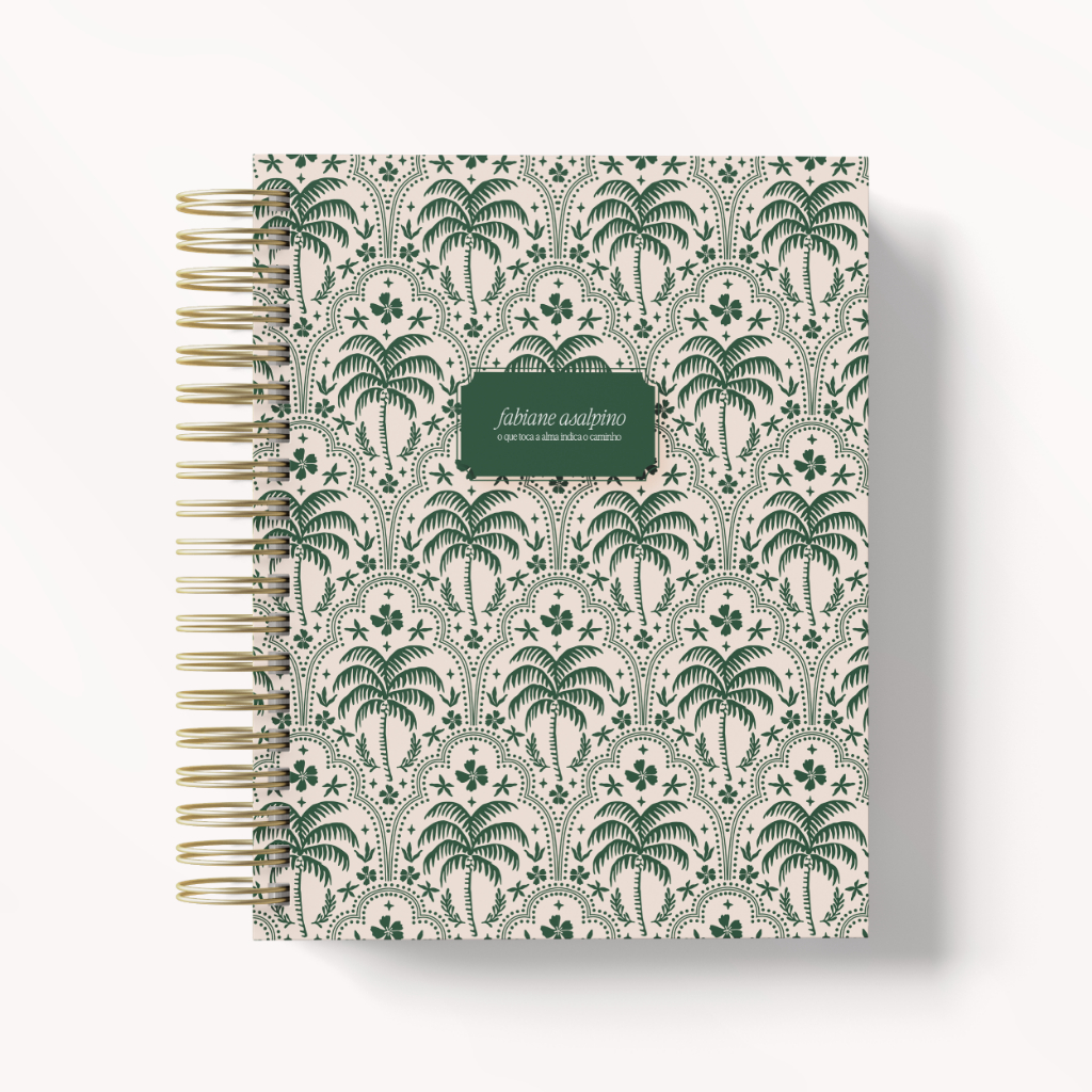 Caderno floral capa dura com mensagem motivacional, ideal para presente criativo, anotações - Verde