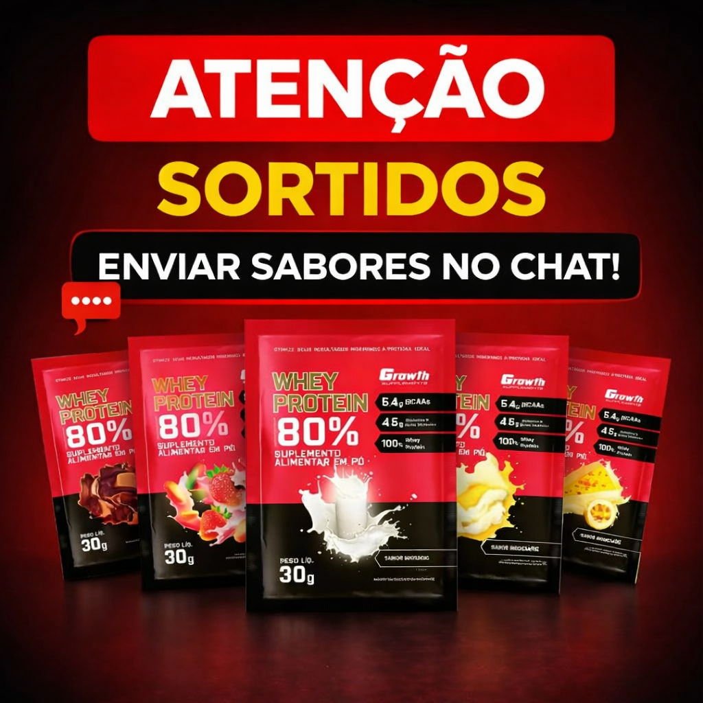 Kit 5 Sachês Whey Protein Concentrado 30g Original 80% Proteína | Pós Treino Vários sabores Sortidos