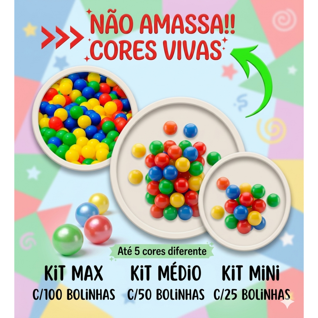 Bolinhas para piscina até 100 unidades alta qualidade não amassa bolas coloridas
