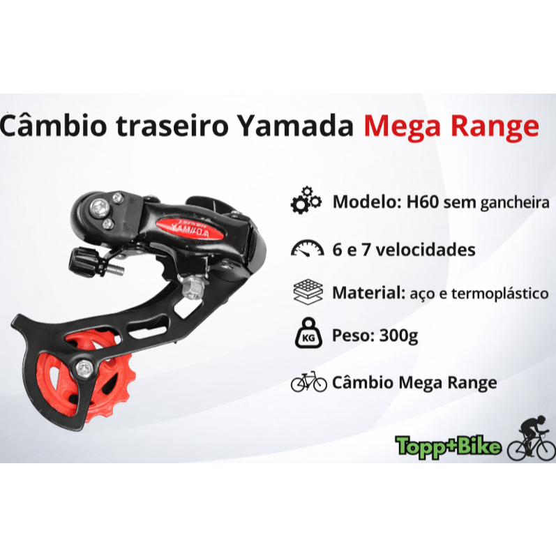 Câmbio Traseiro Mega Range 7v S/gancheira Para Bicicleta bike 21v Preto Yamada em Oferta na Shopee