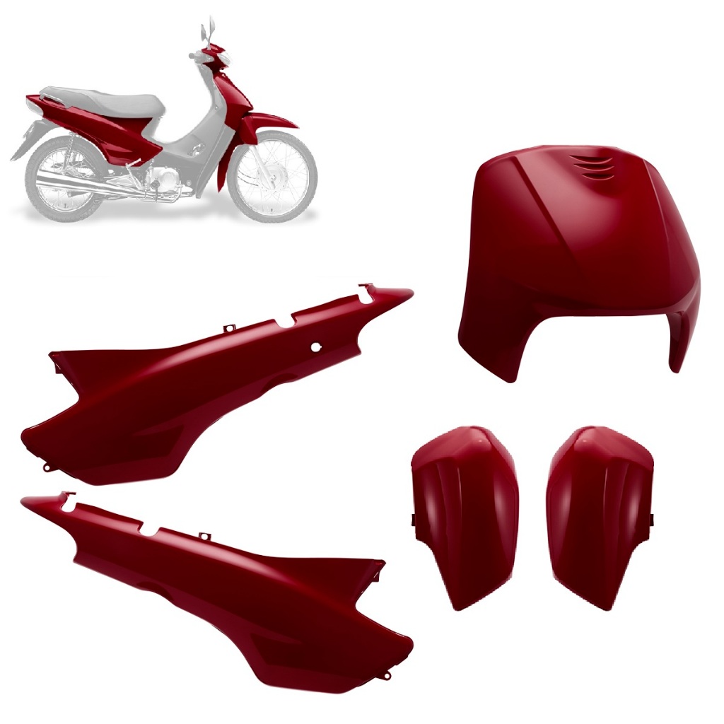 Kit Plástico Bico Frontal + Tampa Lateral + Capa de Bengala Biz 100 1998/05