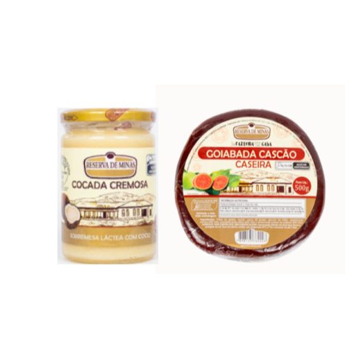COMBO COCADA CREMOSA RESERVA DE MINAS 420g +GOIABADA CASCAO 500g MAIS VENDIDO