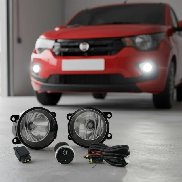 Kit Farol De Milha Fiat Mobi Argo Cronos Botão Touch Neblina Serra Serração Farol Farolete Baixo Alto Noite Estrada