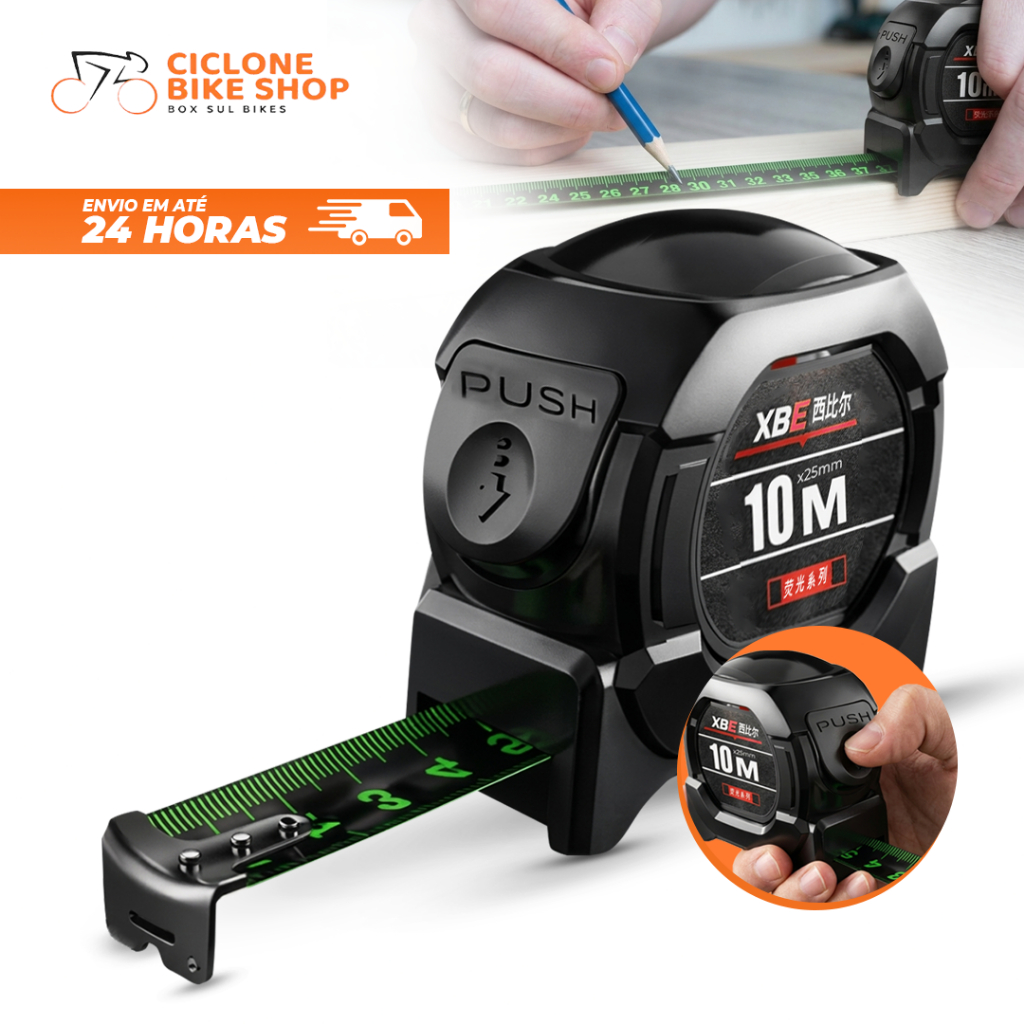 Fita Métrica Trena Profissional 7.5m ou 10m Aço Reforçado Alta Precisão Trava Automática