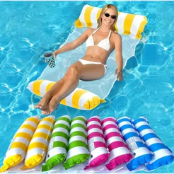 Boia Rede Piscina Cama Flutuante Reclinável Inflável Adulto e Infantil Espreguiçadeira Brozeamento