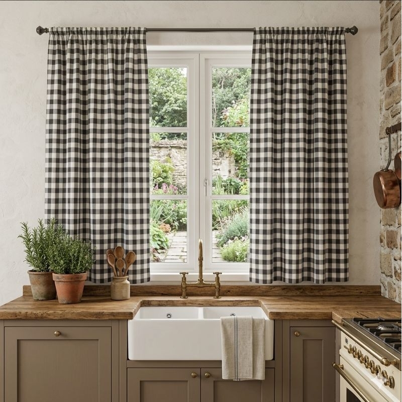 Cortina para Janela Xadrez 2,00x1,25 Oxford Decoracao Sala Quarto Cozinha - varias cores