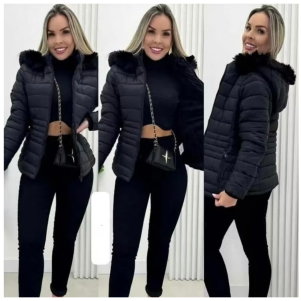 Jaqueta Bobojaco Casaco Puffer Feminina Impermeável Com capuz Removível Super Quentinha Outono Inverno