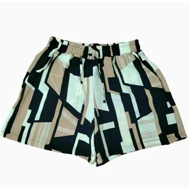 Shorts Plus Size Feminino Estampado Duna Soltinho Com Bolso Elástico Confortável Moda Verão
