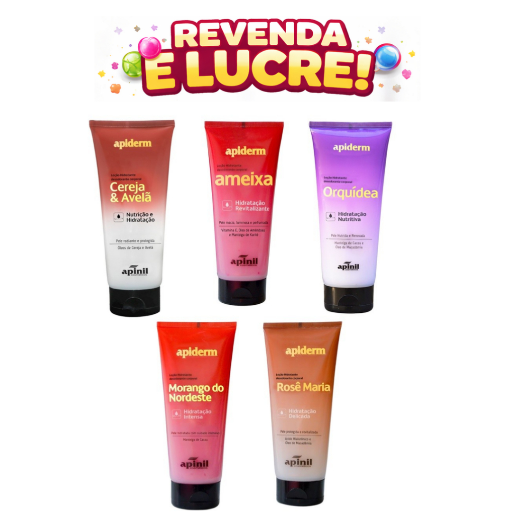 Kit 5 Unid Cremes Loção Hidratante Desodorante Corporal- Delicada, Intensa e Revitalizante