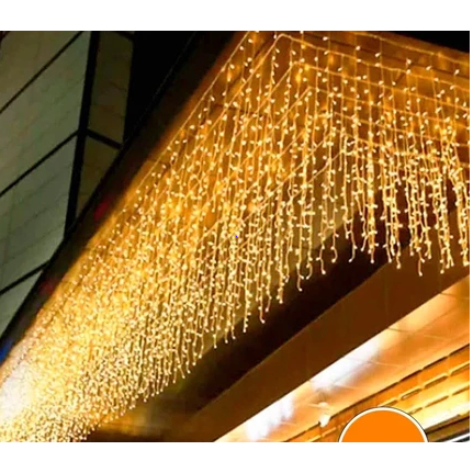 Cascata de Luzes LED Solar 10m/60cm Decoração Natal Jardim