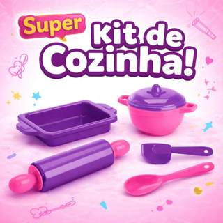 Kit Cozinha Infantil 5 Peças Panelinha Brinquedo Educativo Menina