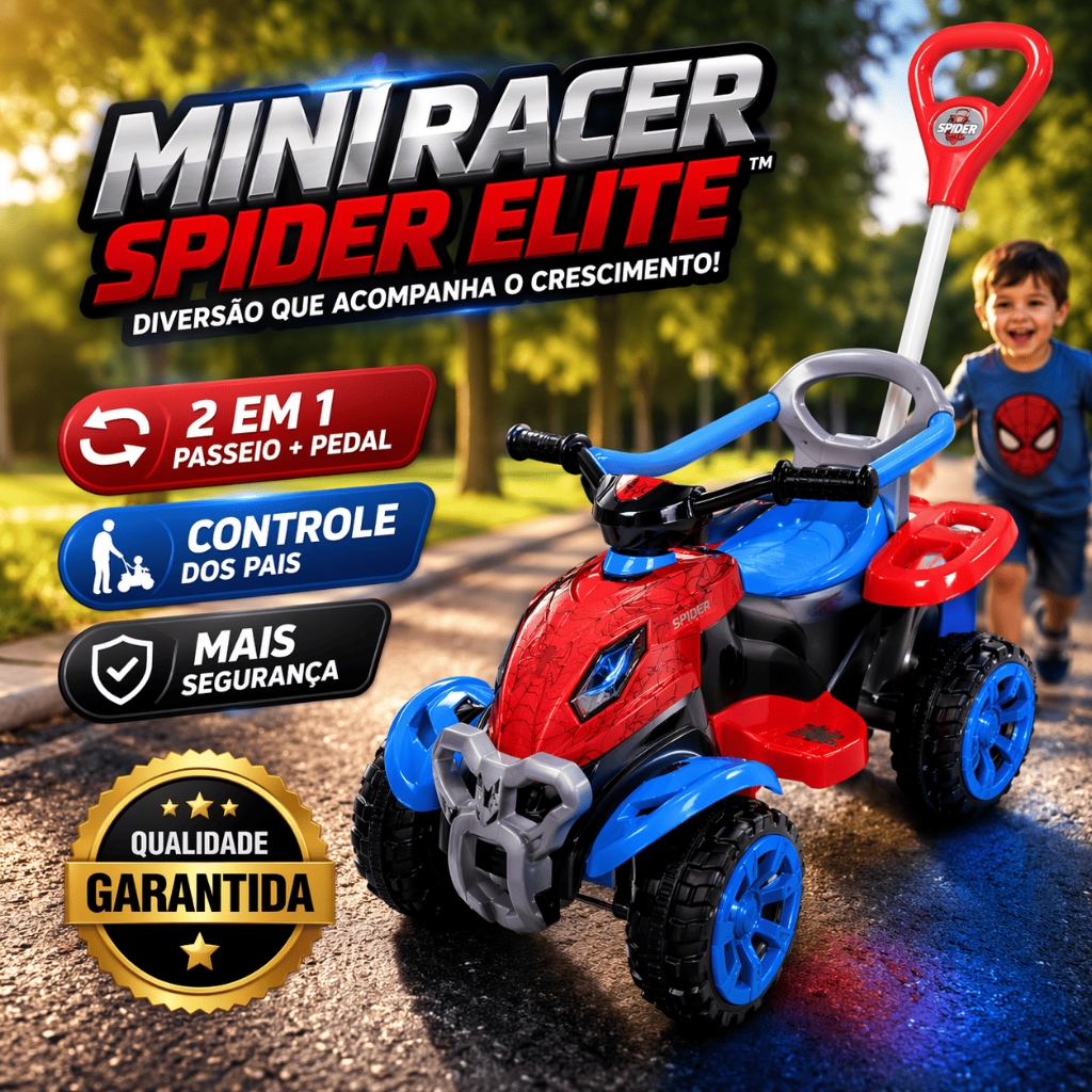 Quadriciclo Infantil Spider - Menino Spider - Transporte Passeio Carrinho Maral Pedal Corrente