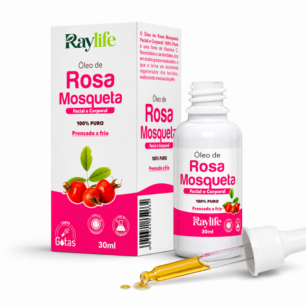 Óleo de Rosa Mosqueta Rubiginosa 100% Puro, Hidrata e Clareia Profundamente a Pele BellaPhytus