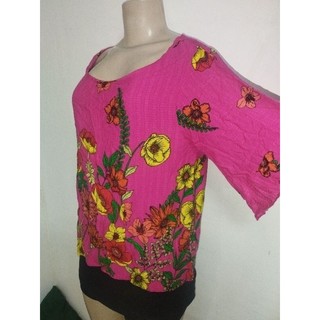 Blusa feminina rosa estampada, plus size, veste 44/46.