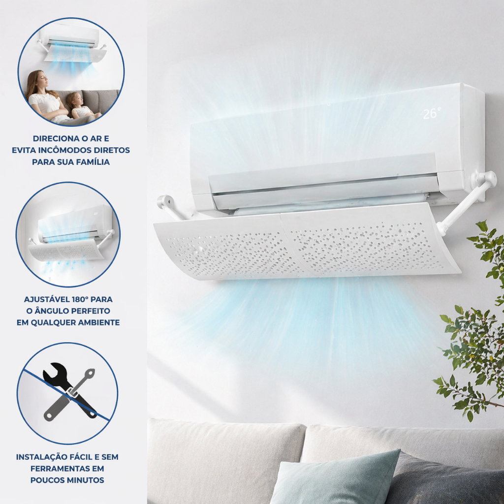 Defletor Para Ar Condicionado Ajustável Direcionador De Ar Proteção Ventilação Achadinhos
