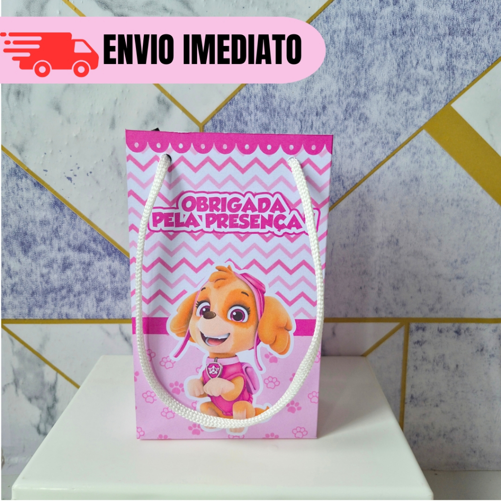 Kit 10 a 30 Sacolinhas Skayi Dog Patrulha Personalizados Lembrancinhas Mimo Festa Infantil Aniversário PEGUE E MONTE