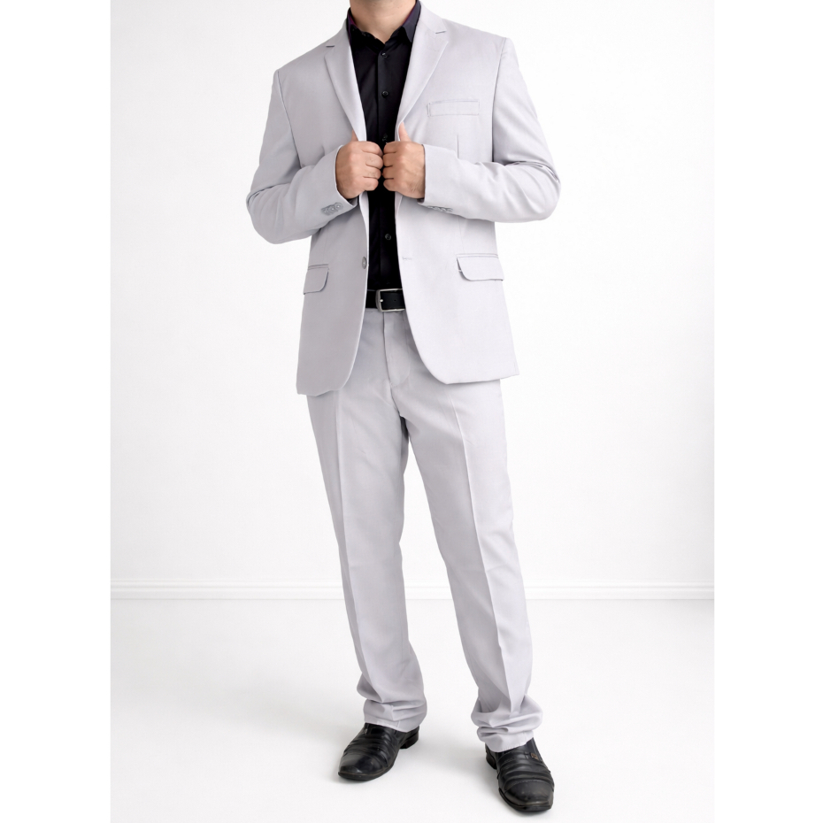 Terno Cinza Claro Masculino Oxford Slim Caimento Perfeito (Calça+Paleto)