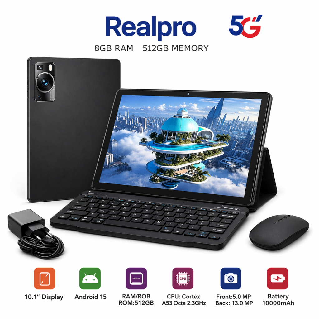 Tablet Redmi 15 PRO Android 10000mah Wifi com chip 10.1 Teclado+Mouse 8GB RAM 512GB Câmera Bluetooth