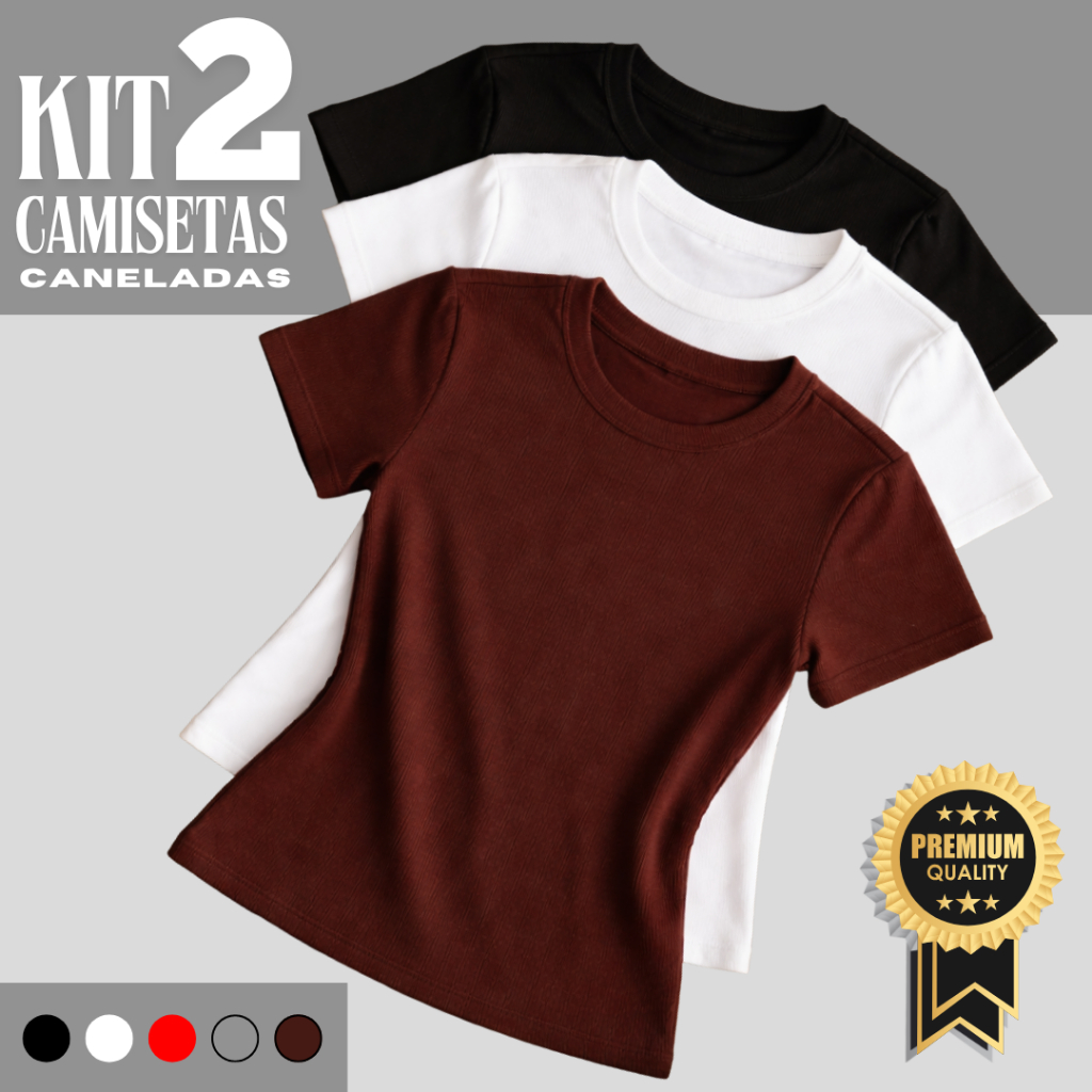 Kit 2 Blusa Feminina Estilosa Ribana Canelado Casual  Premium Casual.