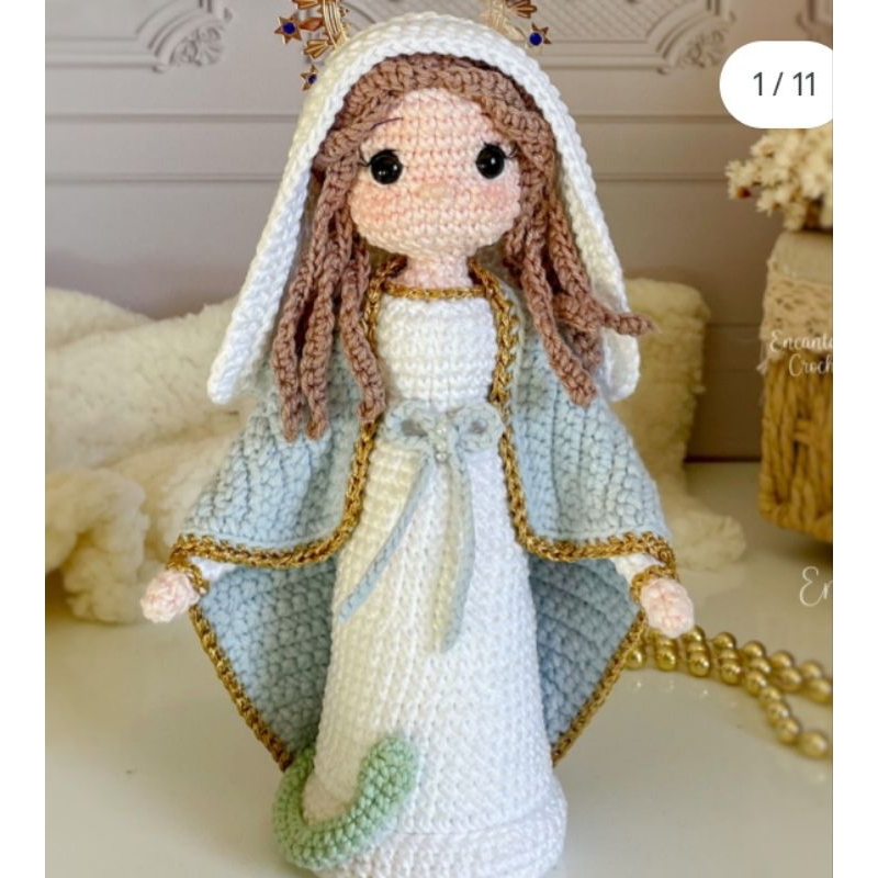 Santos em Amigurumi, São José, Nossa Senhora, Jesus/Crochê 18cm.