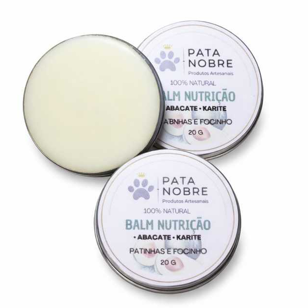 Balm Pet Hidratante para Patinhas e Focinho com Abacate e Karité Artesanal Seguro Cães e Gatos – Pata Nobre