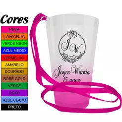 20 Copos ECOLOGICOS Personalizados Com Cordinha - ARTE PRETA - Capacidade de 500ml