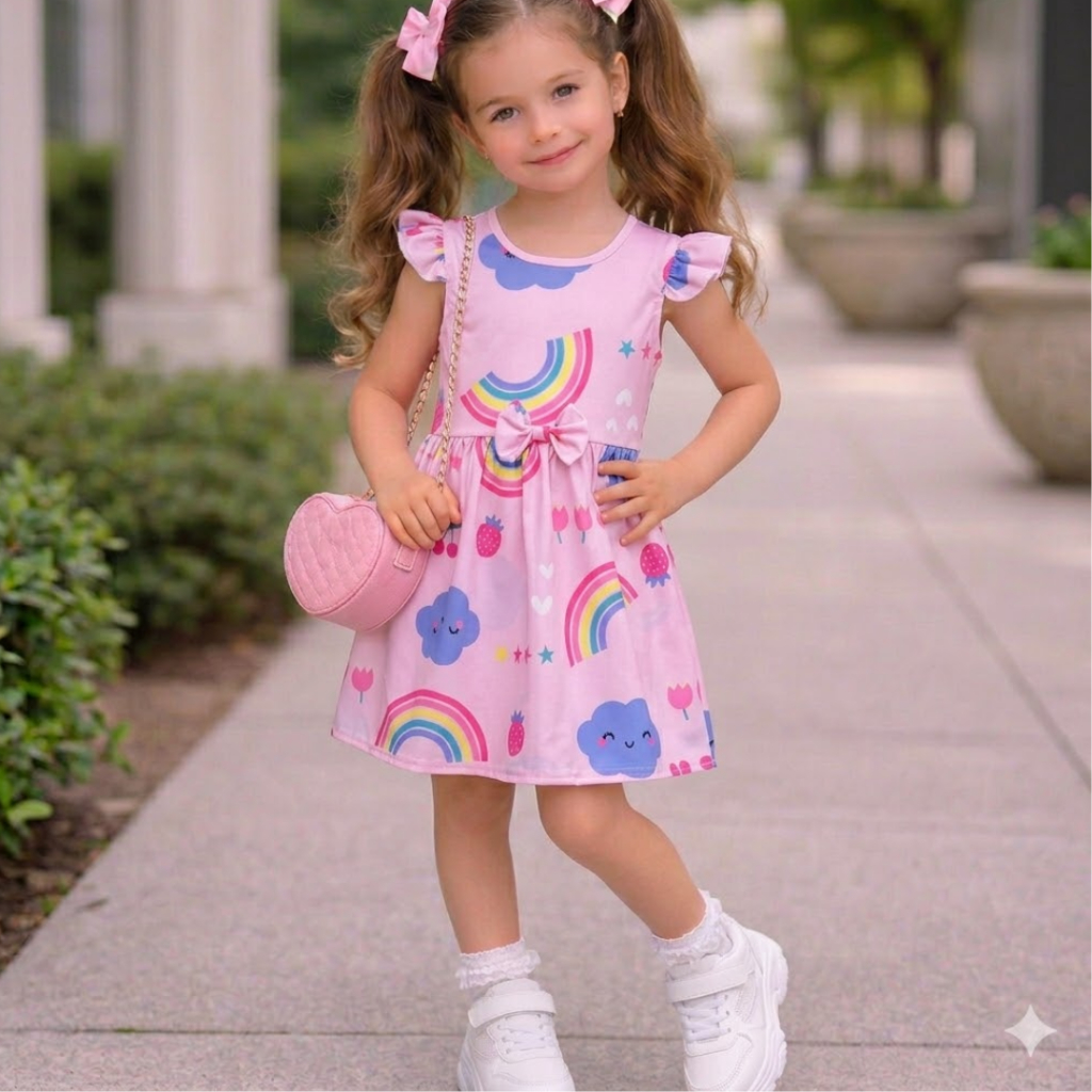 vestido infantil menina roupa infantil feminina vestido estampado verão