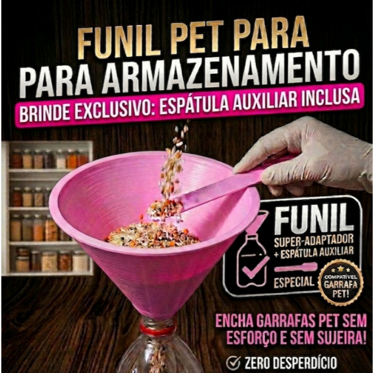 Funil Rosqueável para Garrafas PET + BRINDE: Espátula – Ideal para Armazenamento Doméstico de Alimentos | Rosqueador