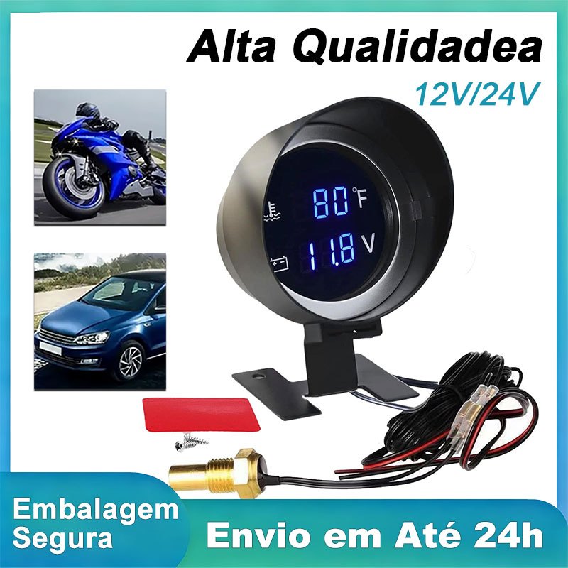 Marcador de Temperatura Automotivo Universal Voltímetro 2 em 1 Medição Precisa em Oferta na Shopee