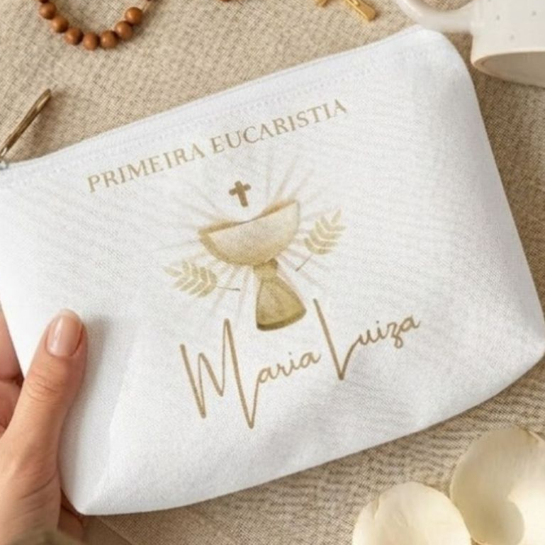 Necessaire Personalizada Primeira Comunhão | Crisma | Lembrancinha Religiosa com Nome
