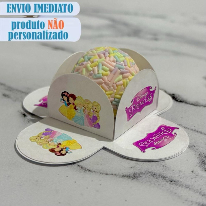 Forminha Personalizada para Docinho Princesas Cute Baby Forminha temática para Brigadeiro Pétala festa aniversário