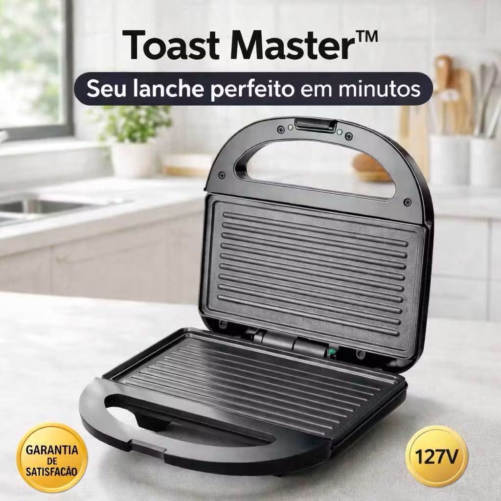 Sanduicheira e Grill Elétrica 2 em 1 Compacto.