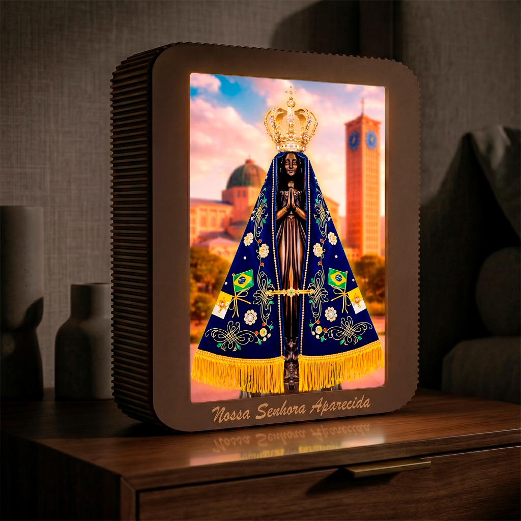 Iluminação Nossa Senhora De Aparecida 3d Led Presente Personalizado Especial Religioso Com Fonte