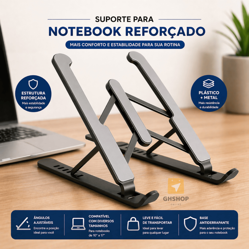 Imagem Suporte Base Para Notebook Mesa Apoio Tablet Portatil com Regulagem Dobravel