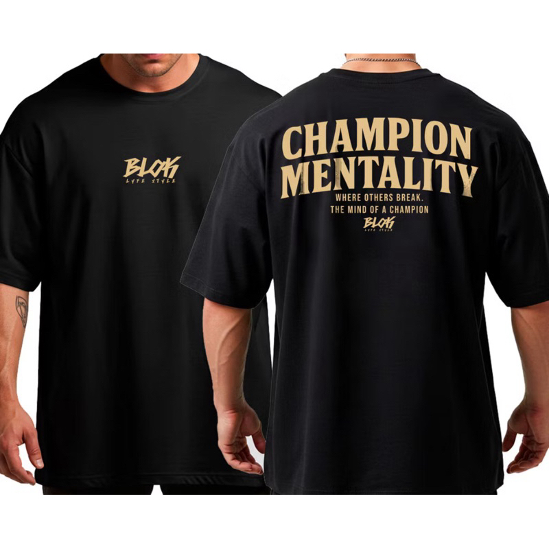 Camiseta Oversized Mentalidade Campeão Musculação Grande Algodão Treino Streetwear Academia