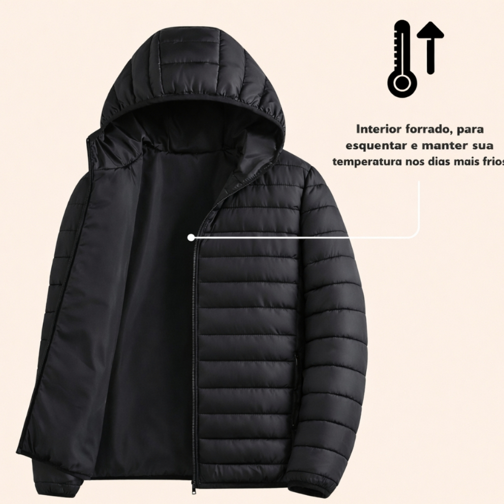 Jaqueta Puffer Bobojaco Forrada Impermeável Frio