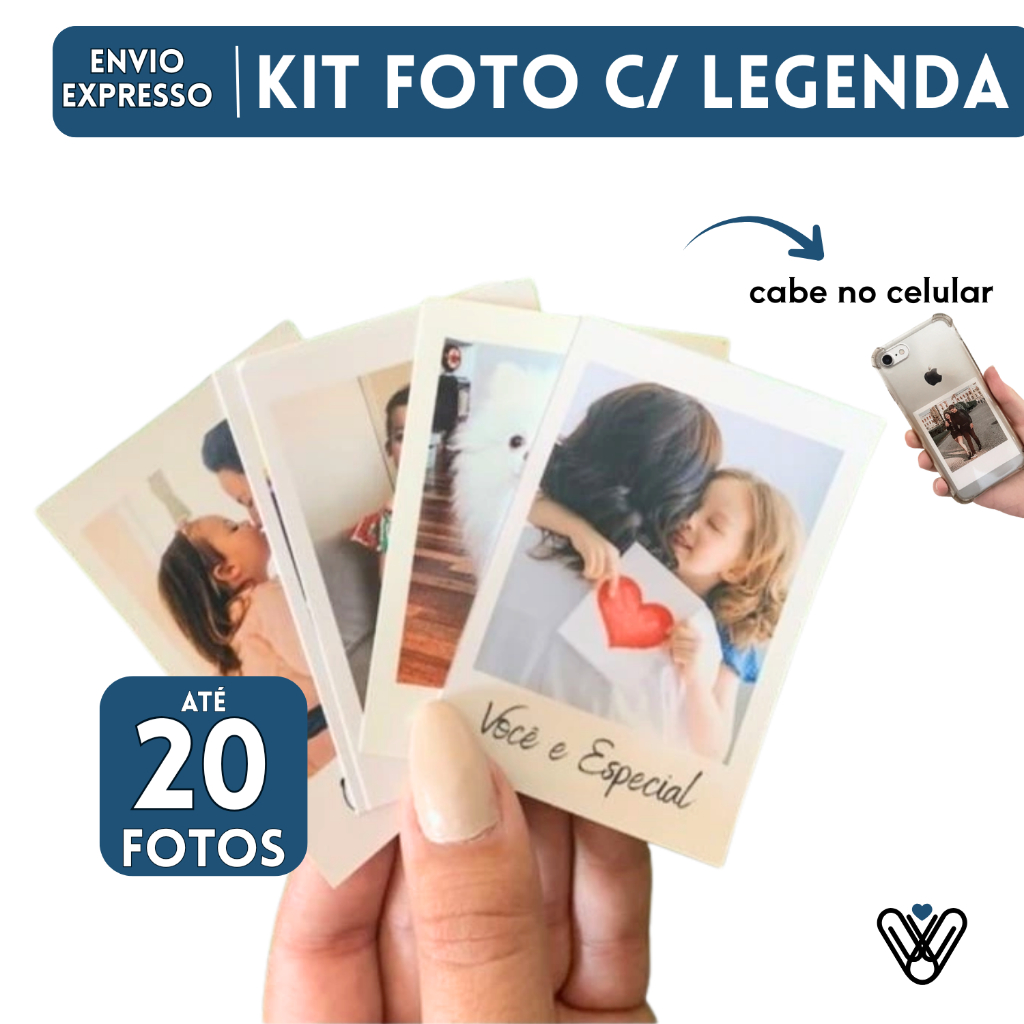 Kit Até 20 Fotos Com Legenda Personalizadas 5x7cm Para Varal De Fotos Romântico Scrapbooks Polaroi.d