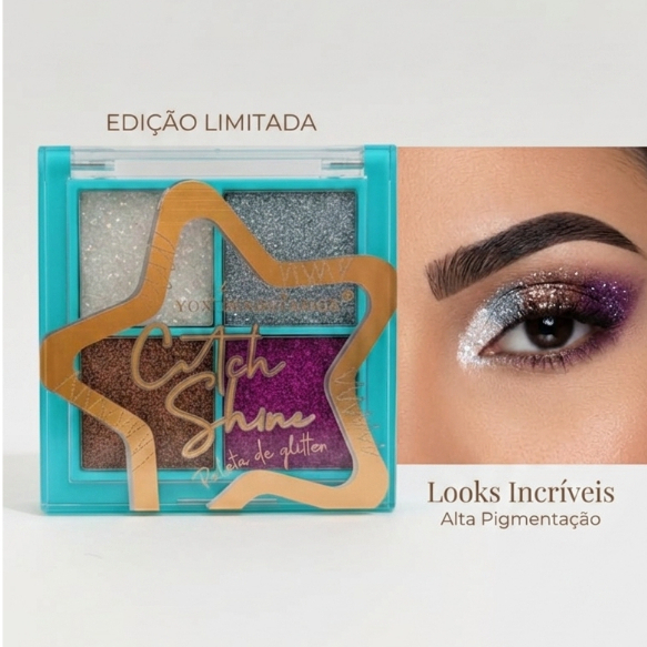 Paleta de Sombras Glitter 4 cores| Olhos Brilhantes Maquiagem| Carnaval | Alta Pigmentação Fixação e