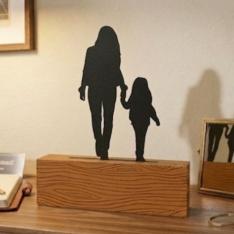 Presente Dia das Mães Troféu Silhueta mãe com filho filha Amor Mãe Lembrança Especial Melhor Mãe do Mundo