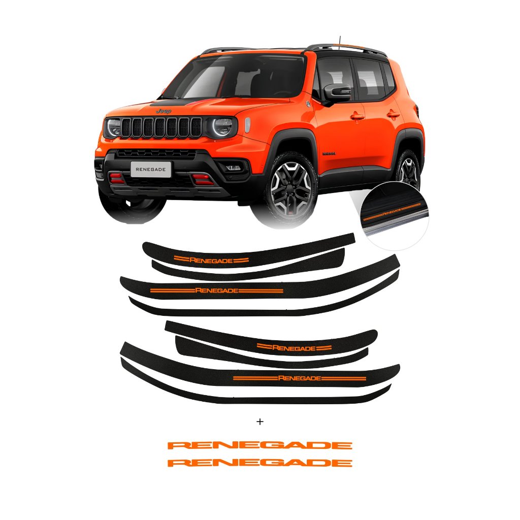 Kit Jeep Renegade Soleiras Protetoras + Adesivos Longarina
